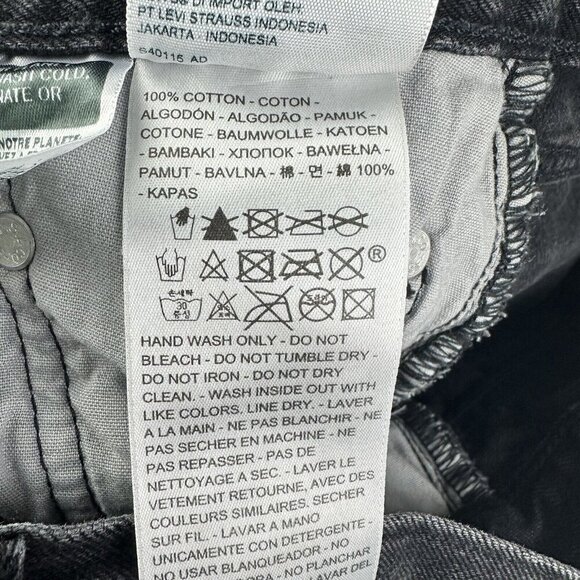 Levis Premium 501 Jeans Womens 29 Faded Black Distressed Studded Crop Big E Rock - Picture 16 of 16